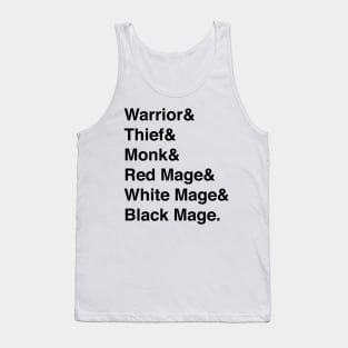 Final Fantasy Warriors Of Light List (Black Text) Tank Top